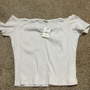 Large white ribbed off the shoulders top